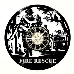 FIRE RESCUE Vinyl Record Clock makes a nice Fireman's gift.